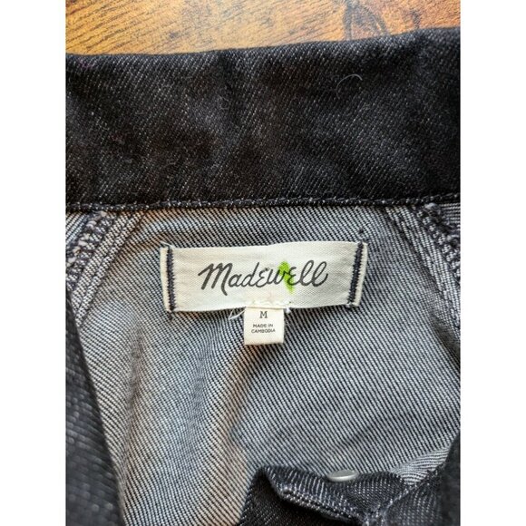 Madewell Womens Oversized Jean Jacket Medium Black Lunar Trucker 100% Cotton - Picture 4 of 8